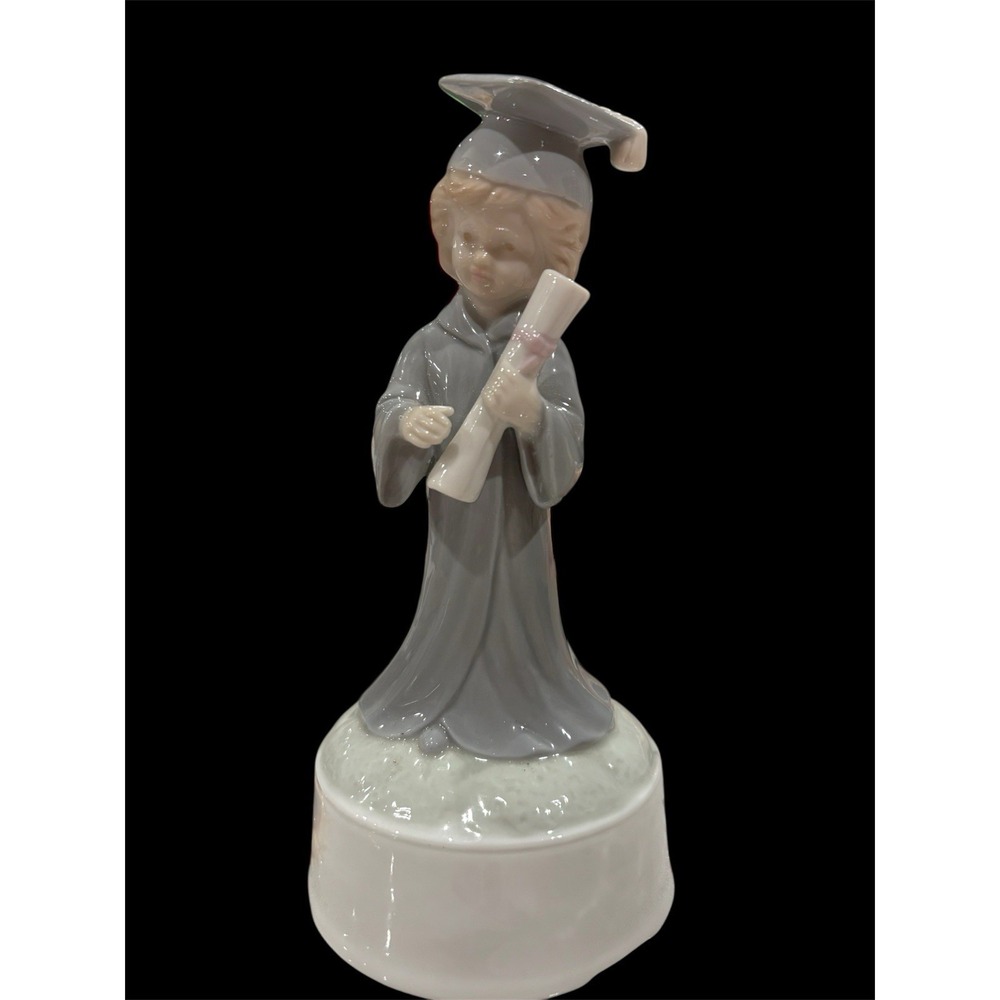 Vintage Roman Valencia Collection Boy Graduation Music box Memory Japan Cap Gown